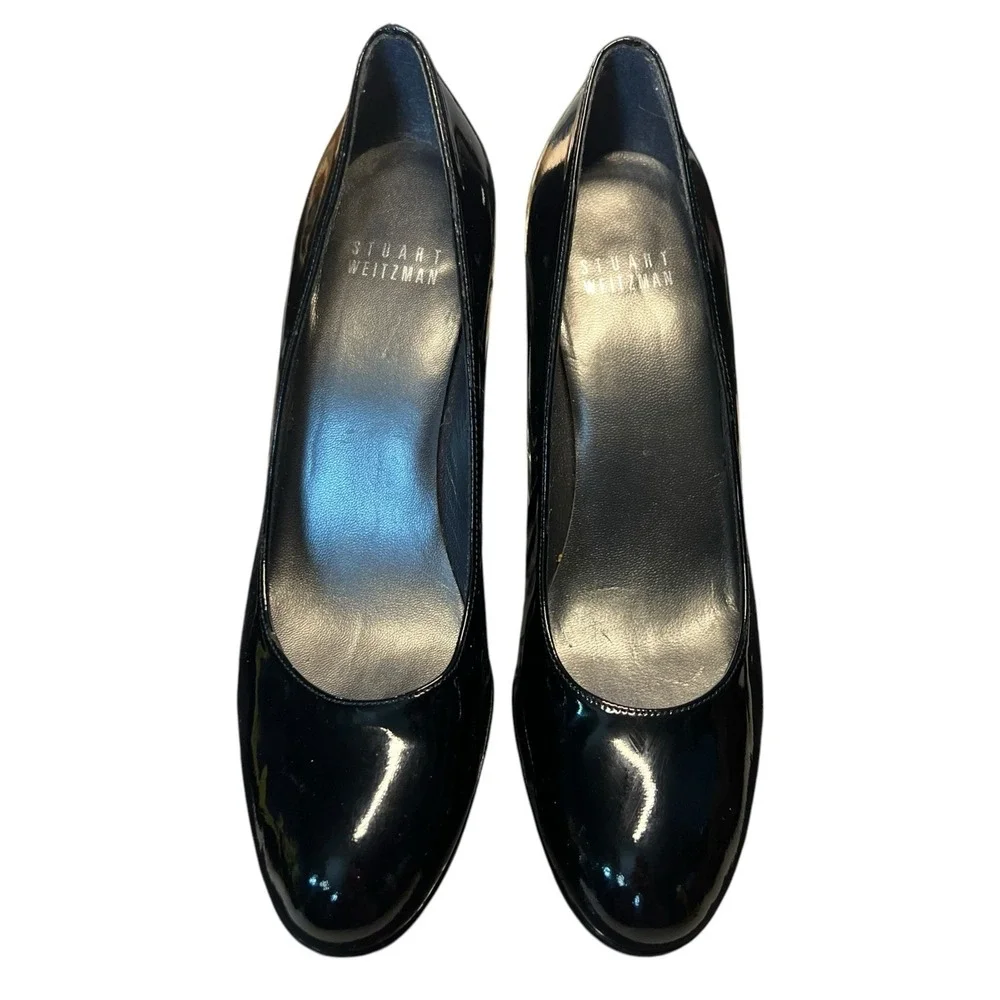 Stuart Weitzman Platswoon Black Patent Leather Platform Heels Size 7 N